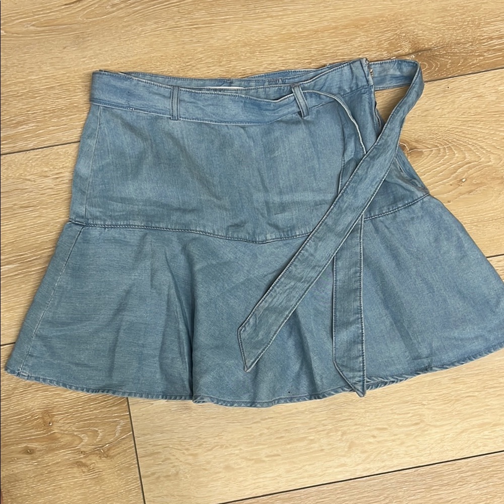 Zara Blue Denim Skort with Belt